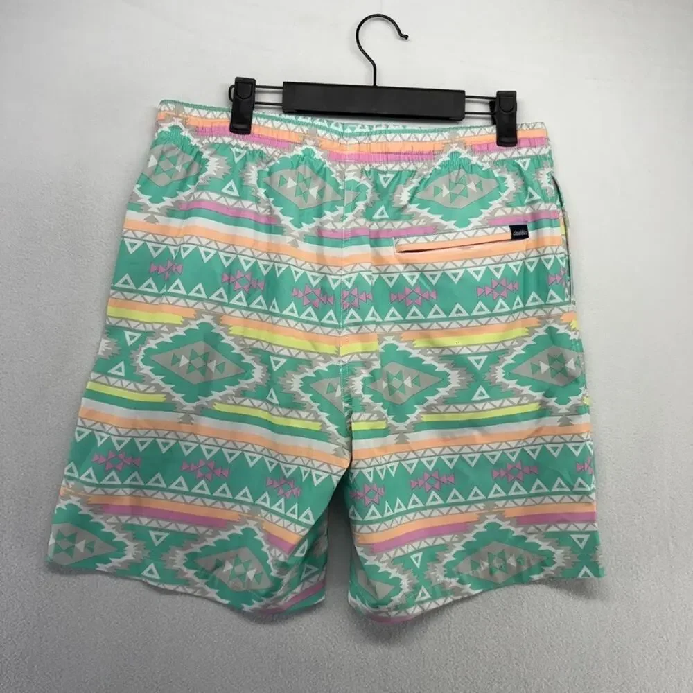 Chubbies Swim Trunks Men's Large Blue Colorful Aztec Southwestern All Over 8 in - Picture 6 of 10